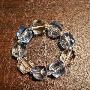 Elegant Blue and Clear Beaded Bracelet UNC TARHEELS Game Day Stretchy Band